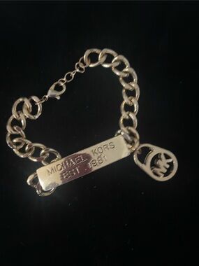 Michael Kors Gold-Tone Chain Bracelet with MK Circle Charm